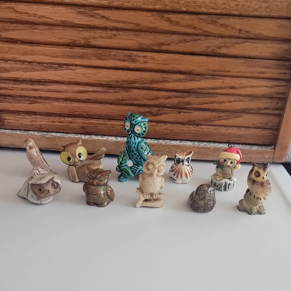 Vintage Assorted Ceramic Owl Figurines Bundle Of 10